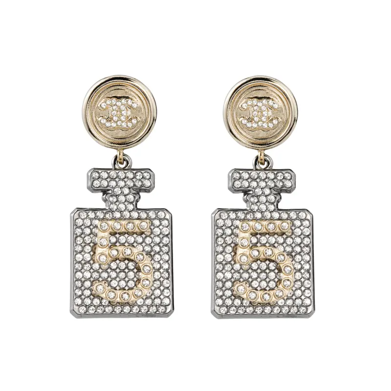 CHANEL Commemorative perfume, earrings, 5 shade, diamond encrusted