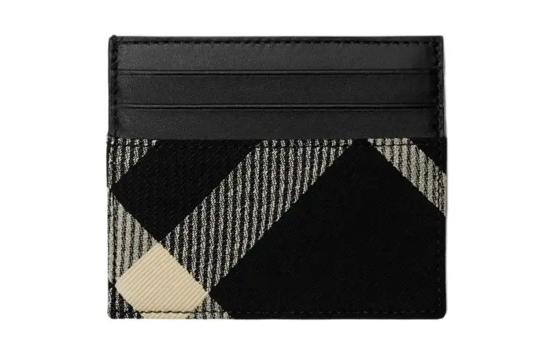 Burberry Polyester With Cotton Card Holder Large Men's Black & Calico