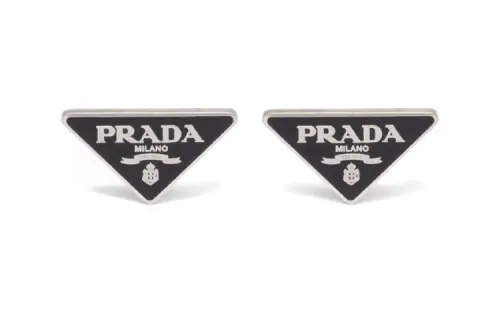 PRADA 925 Sterling Silver Earrings Women's Black