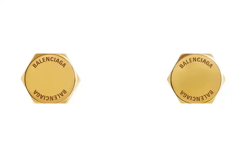 Balenciaga Brass Earrings Women's Gold