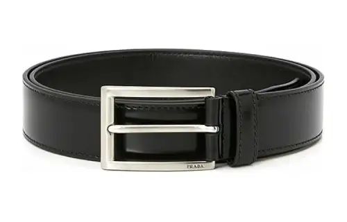 PRADA Cow Leather Belts Men's Black Width 3cm