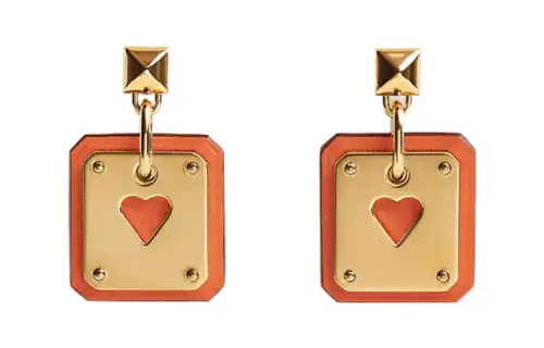 HERMES Earrings Women's Orange