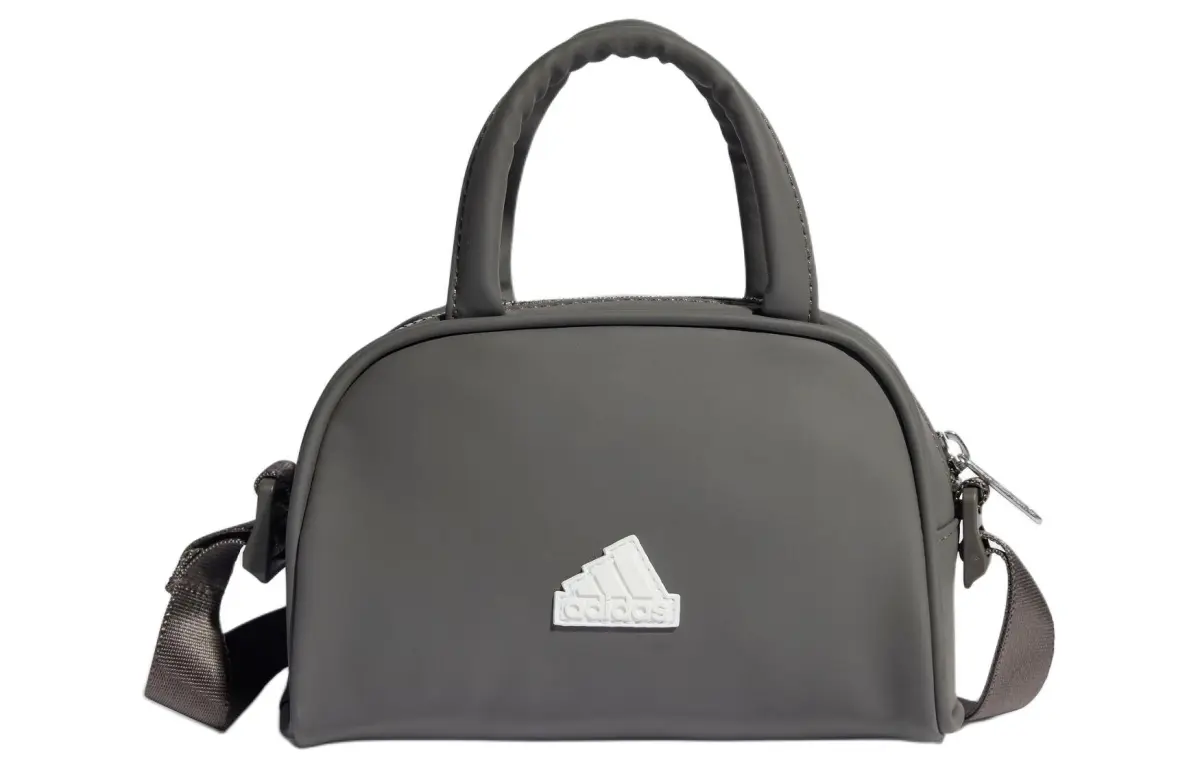Adidas Polyurethane Bowling Bag, Shoulder Bag, Handbag Regular Women's Charcoal Gray & White
