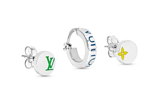 LOUIS VUITTON Monogram Play Earrings Unisex Silver