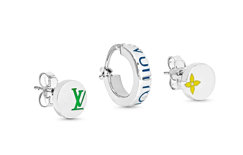 LOUIS VUITTON Monogram Play Earrings Unisex Silver