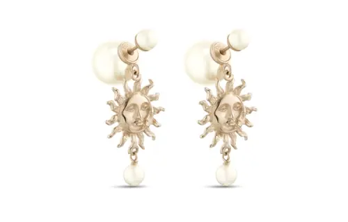 DIOR Metal, Resin Pearl Earrings Women's Gold