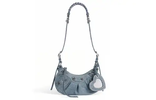 Balenciaga Le Cagole Denim Handbag, Shoulder Bag Mini Women's Blue