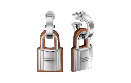 HERMES O'Kelly Hoop Earrings Women's Silver