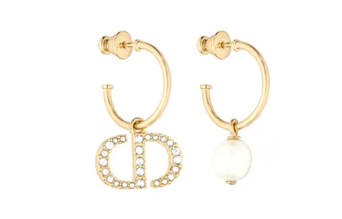 Christian DIOR Pre Owned Pearl embellished Hoop Earrings