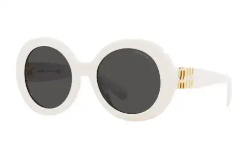 MIU MIU Miu Miu letter print round sunglasses women's white