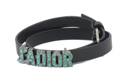 DIOR Leather Wristbands Women's Black