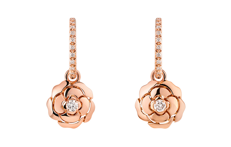 CHANEL 2010 Camellia Hoop Earrings
