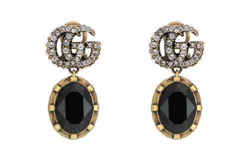 GUCCI Crystal-embellished Double G Earrings
