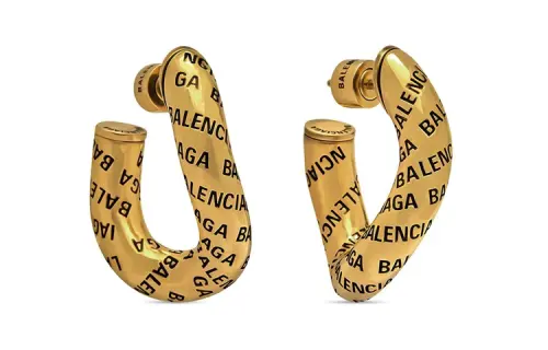 【Previous Season】logo-print hoop earrings