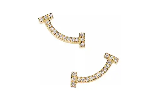 Tiffany, earrings, diamond stone inlay, 18 carat