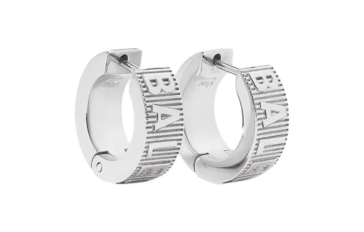 Force striped logo hoop earrings