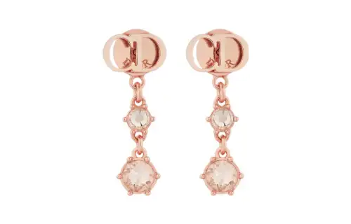 DIOR Metal Finish And Faux Crystal Hoop Earrings Women's Pink