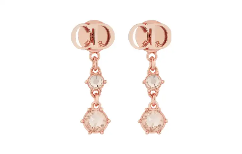 DIOR Metal Finish And Faux Crystal Hoop Earrings Women's Pink