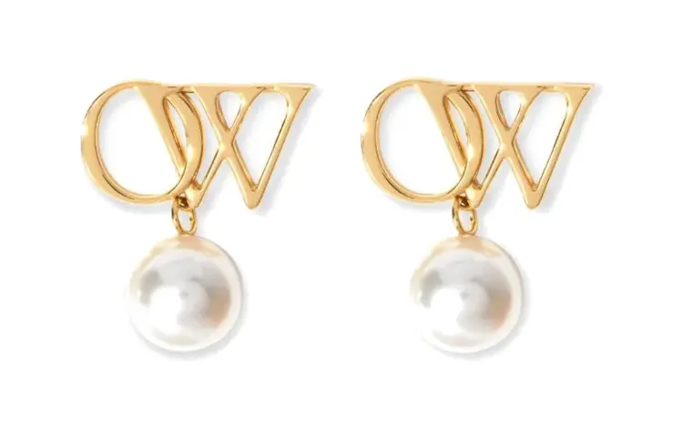 OFF WHITE Glass, Brass Earrings Women's Gold