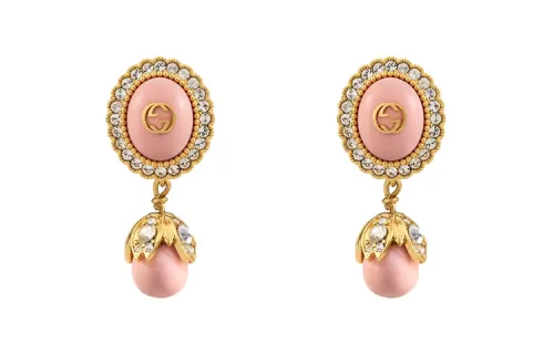 GUCCI Interlocking Metal Earrings Women's Pink