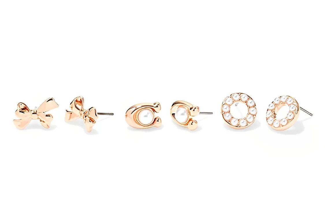 COACH Copper Stud Earrings Women's Rose Gold