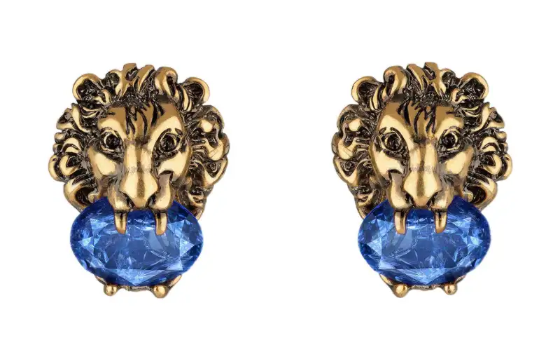 GUCCI Clip On Earrings Women's Blue