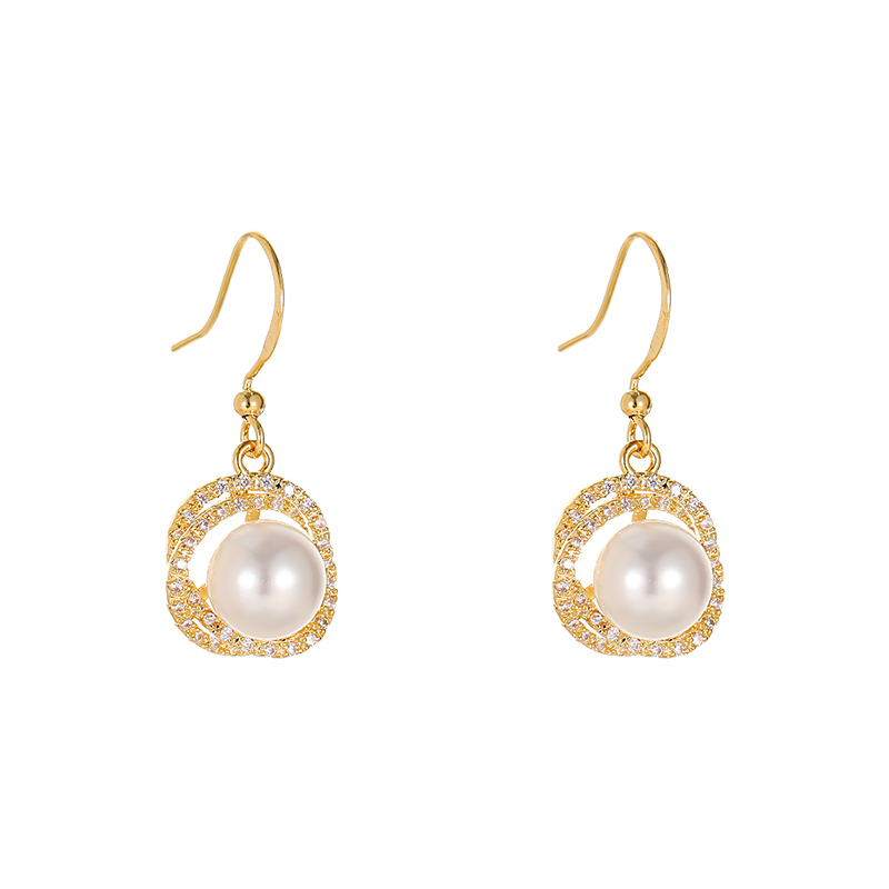 ONEKISS Small design universal copper earrings from pearl, simple and elegant design, trend of season, light luxury style, internet celebrity