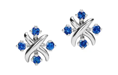 TIFFANY & CO. Platinum Earrings Women's Blue