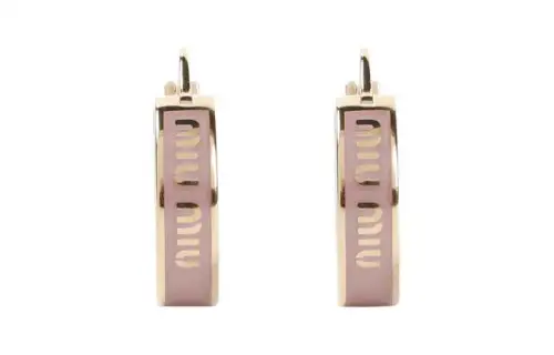 MIU MIU Letter Print Brass, Enamel Earrings Women's Purple