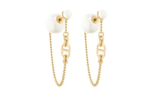DIOR Metal, Resin, Pearl Earrings Women's Gold