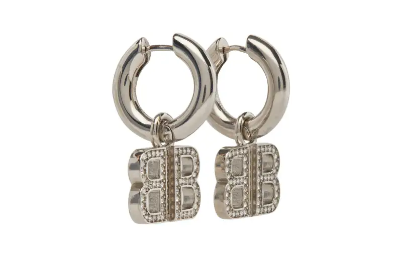 Balenciaga Brass Earrings Women's Silver