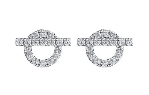 HERMES FINESSE White Gold Set With Diamonds Earrings Women's