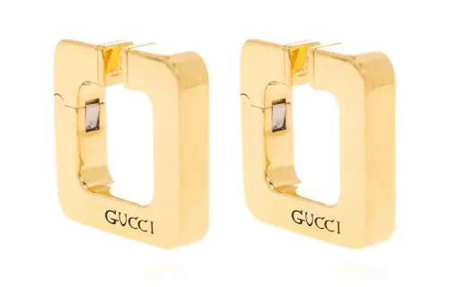 GUCCI Interlocking Metal Earrings Women's Gold
