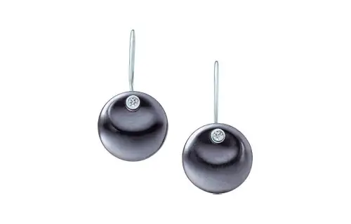 TIFFANY & CO. Hematite, Sterling Silver, Diamond Earrings Women's Gray