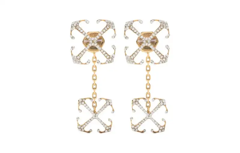 OFF-WHITE Embellished Logo Engraved Earrings