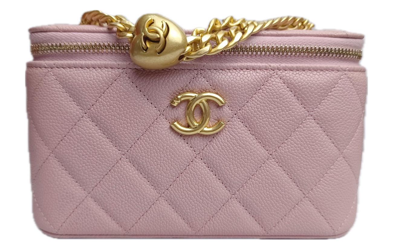 CHANEL Chanel 24P Spring and Summer Series Love Golden Ball Diamond Pebbled Cowhide Box Bag Shoulder Bag Small Women’s Cherry Blossom Pink