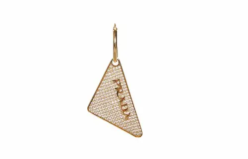 PRADA Logo Crystal Embellished Left Earring