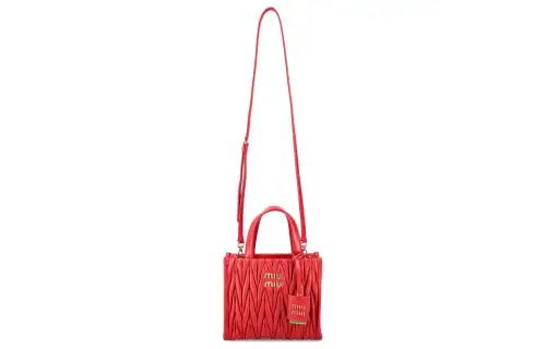 MIU MIU Fleece Felt Handbag Women's Red