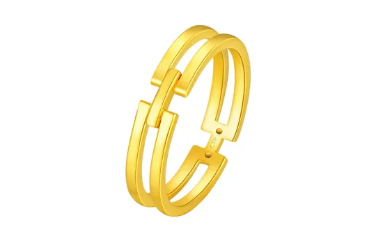 CHOW TAI FOOK Jewelry Instagram Style Double Layer Geometric H Clasp Plain Versatile Love Confession Solid Gold
