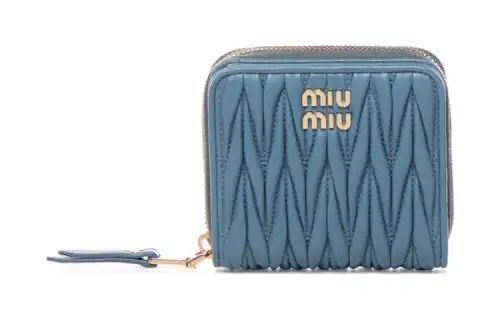 MIU MIU Leather Card Holder, Wallet Small Women's Blue