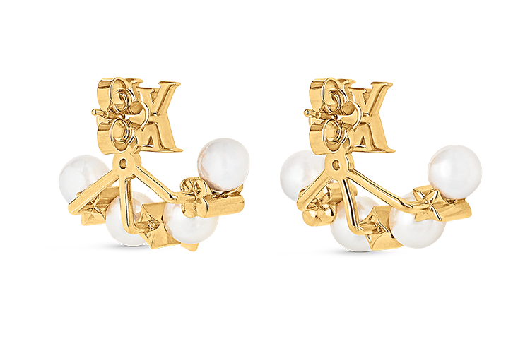Женские серьги Louis Vuitton PEARLS (золотые)