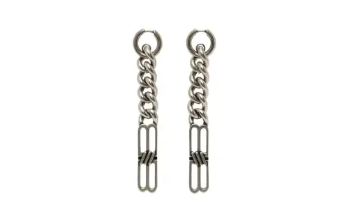 Balenciaga Brass Earrings Women's Silver