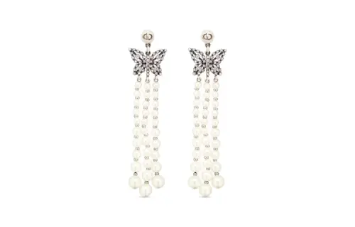 DIOR Metal, Resin Pearl, Crystal Earrings Women's White