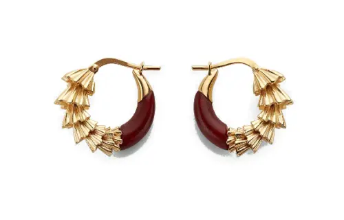 Bottega Veneta 18K Gold 925 Sterling Silver With Agate Earrings Women's Gold