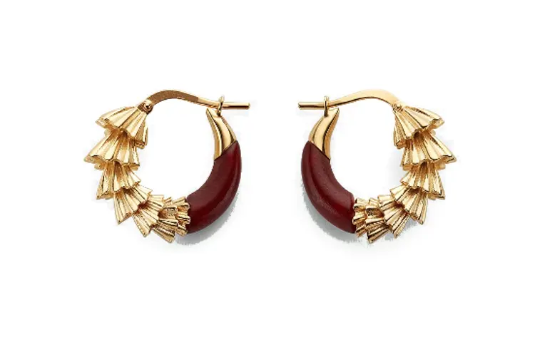 Bottega Veneta 18K Gold 925 Sterling Silver With Agate Earrings Women's Gold