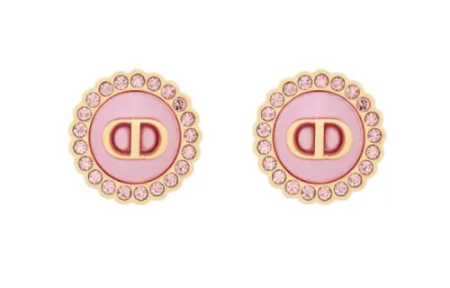 DIOR Metal, Crystal, Glass Earrings Women's Pink