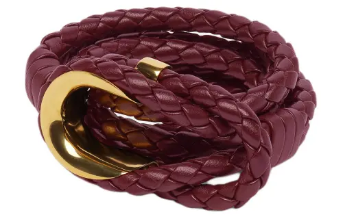 Bottega Veneta Curved Buckle Leather Belts Women's Brown Width 1.8cm