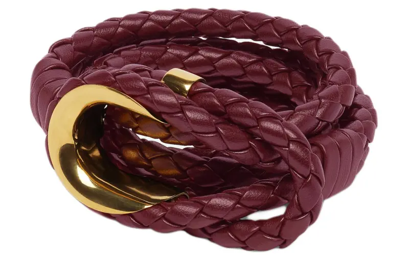 Bottega Veneta Curved Buckle Leather Belts Women's Brown Width 1.8cm