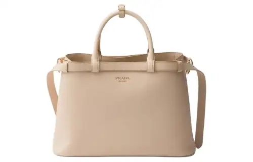 PRADA Leather Shoulder Bag, Crossbody Bag, Handbag Medium Women's Light Beige