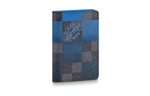 LOUIS VUITTON Pocket Organizer Damier Graphite Giant 3 Card Slot Blue